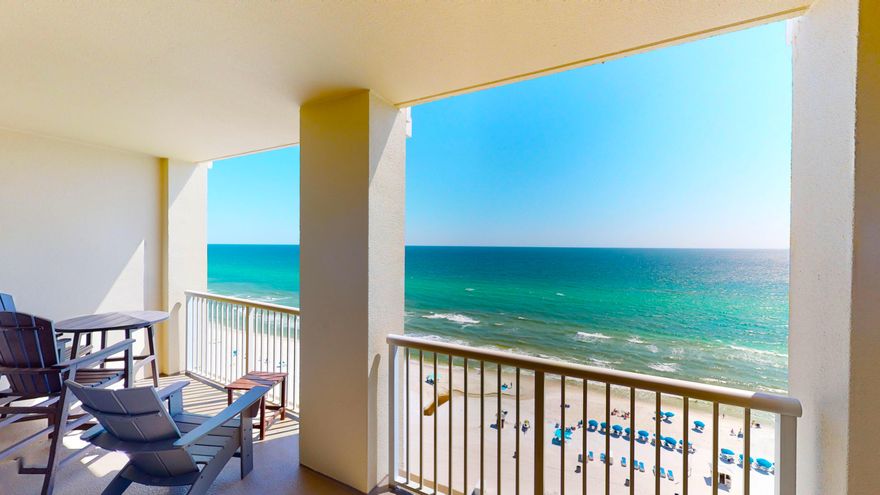 PRICE REDUCTION!!!Grand Panama Beach Resort, Don't miss this opportunity to own a beautiful, turnkey 2 bedroom, 2 bath unit, complete with a GULF front master bedroom and Gulf front living room, both with access to a private balcony. The balcony offers spectacular views of the sugar white sands and emerald-green waters of the Gulf of Mexico. This immaculate unit has been tastefully decorated and it includes stainless appliances, granite throughout, beautiful porcelain tile flooring in the living area and bedrooms, new polywood balcony furniture, an outside storage room paid for through the end of the year, and its being sold furnished and rental ready. There is a large walk-in master closet that buyer can easily converted to a hall bunk are