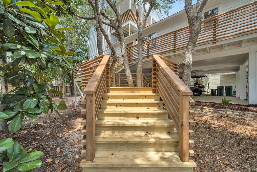 Introducing Treetops 30A--a rare architectural gem offering one of the most unique luxury living and investment opportunities along the Emerald Coast. Situated among a majestic oak canopy on one of the highest natural elevations in coastal Florida, this Bali-inspired retreat captures 180-degree Gulf views and sits just a stones throw from the nearest beach access and the treasured Stallworth Coastal Dune Lake--one of the rarest ecosystems in the world.Crafted to transcend the typical beach home/rental of the area, Treetops 30A blends thoughtful design, organic materials, and curated luxury finishes and decor that rival that of  much higher priced homes in this market.  Add to the experience the serene indoor-outdoor flow, the elevated site and treehouse-like design that evoke the feel of a private Costa Rican villa, enhanced by multiple expansive decks and intimate outdoor "destination" spaces on every level. Here, the peacefulness of the oaks, the Gulf breeze, and the nearby dune lake create a truly unmatched setting.

Originally renovated as a high-performing three-bedroom luxury rental that already ranks among the strongest rental properties in its class, the home has been recently upgraded to a four-bed, four-bath layout and stands to exceed any like rental on the market.  Yet its most compelling advantage lies in its remarkable expansion potential: the existing structure, elevation, and lot configuration allow for a seamless and cost-efficient transformation into a six- or seven-bedroom luxury showpiecea value proposition nearly impossible to replicate on another lot this close to both the Gulf and a Coastal Dune Lake.

With its beachside location, Gulf views, adjacency to Stallworth Lake, and resort-level design, Treetops 30A stands out as a legacy property poised for exceptional enjoyment and long-term financial return. Whether kept as a personal sanctuary or elevated into one of the most iconic Airbnb rentals on the Emerald Coast, this home offers a rare blend of nature, luxury, and future potential that is truly one-of-a-kind.