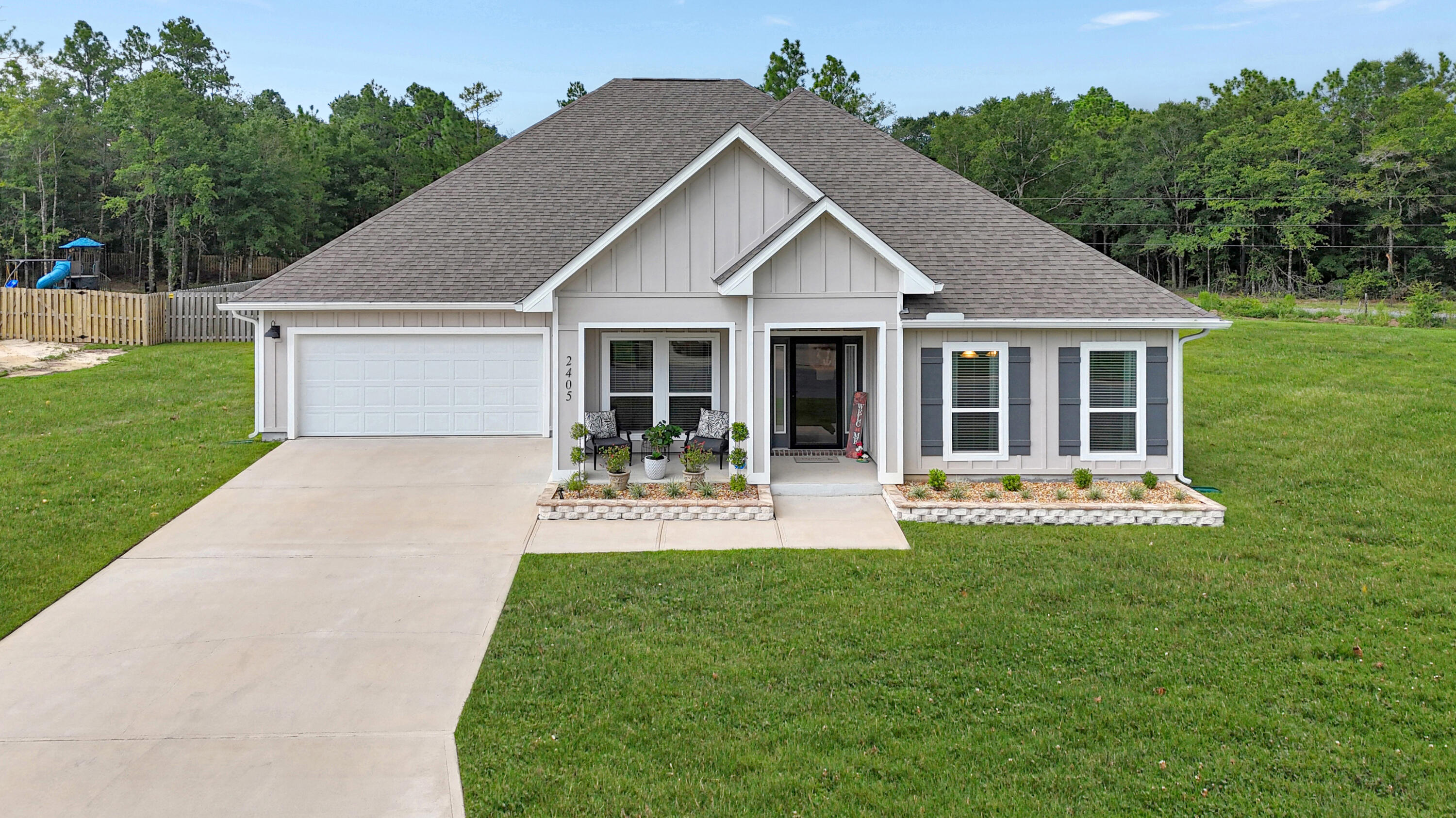Stunning 5-bed, 3-bath McKenzie open floor plan in fast-growing North Crestview! Features include trey ceilings, formal dining, EVP wood-look flooring, and Frieze carpet in bedrooms. The gourmet kitchen boasts granite countertops, island, undermount sink, stainless smoothtop range, built-in microwave, quiet dishwasher, and large pantry. Spacious primary suite offers granite double vanity, garden tub, and 5' shower. Smart Home Connect system includes video doorbell and keyless entry. Durable Hardie exterior adds to this home's upscale appeal.