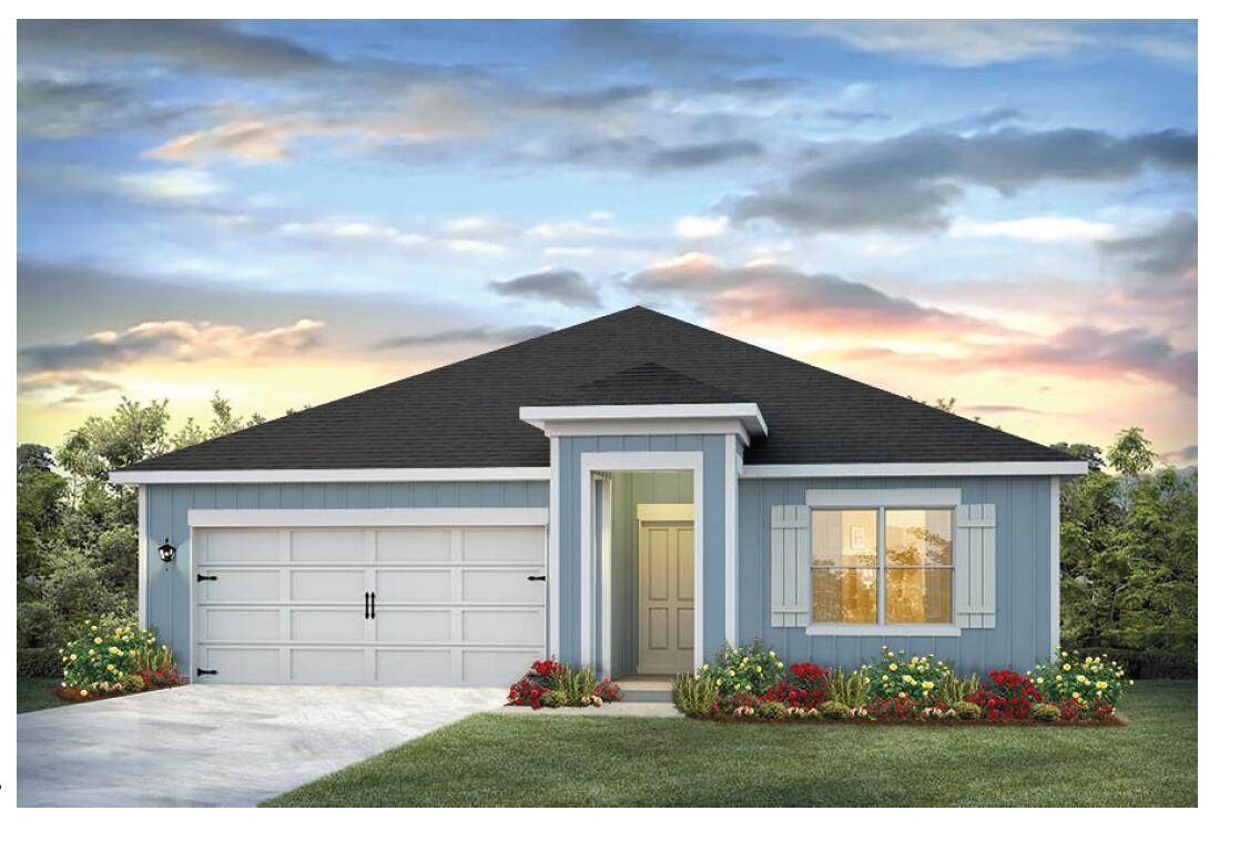 NO HOA!!! This Large homesite boasts the popular Cali floor plan. White painted cabinets grace the kitchen and bathrooms, durable laminate counter tops, durable vinyl flooring throughout the home with carpet in the bedrooms. Whirlpool range, microwave, dishwasher and garbage disposal in the kitchen, chrome faucet in the kitchen and both bathrooms.