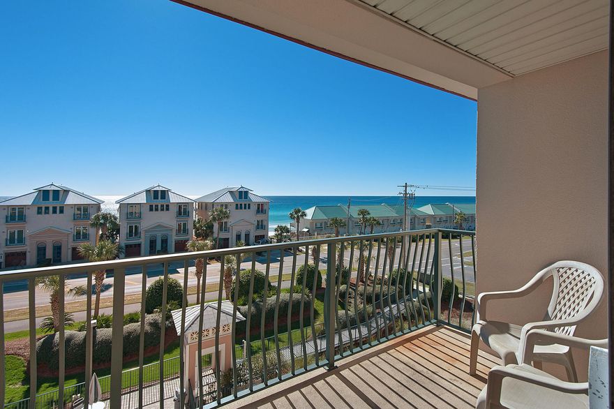 Amazing Gulf Views from this 2 bedroom, 2 bath condo with deeded beach access directly across the street. This fully furnished unit features 9 ft. ceilings, granite countertop & breakfast bar in kitchen, tile floors in the foyer, kitchen & baths, whirlpool tub in the master bath, and utility room with full-size washer/dryer. There are sliding glass doors to the large terrace that overlooks the pool. Relax and enjoy the sea breezes and gorgeous views of the Gulf. Emerald Waters is a 4-story, 36 unit condo with beach access, heated pool & spa, and a large gazebo for entertaining. Conveniently located in the heart of Miramar Beach, just minutes away from championship golf courses, restaurants, and the well known Silver Sands Outlet Mall & The Destin Commons. Call us Today!
