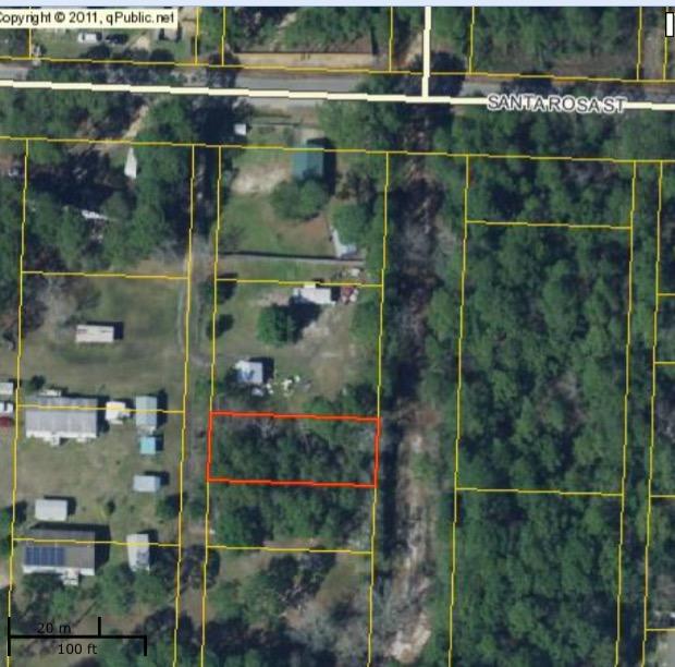 Very affordable residential lot in Santa Rosa Beach. High and dry buildable lot. Sewer and water within 200 feet of lot. Old survey on file. Buyer do own diligence.