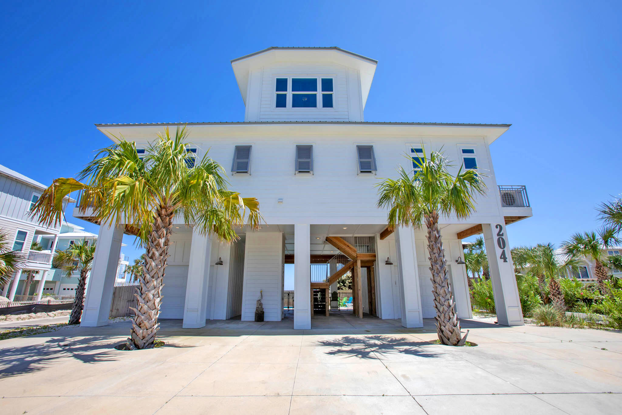 Located directly on the Gulf of Mexico on beautiful Pensacola Beach, 204 Ariola is now available. The Owner custom designed this home in 2016 paying special attention in creating a low maintenance, energy efficient, and highly functional vacation rental/second home. This stunning Gulf front beach home has everything, including a heated private pool and spa, direct gulf frontage, sleeping for 16, and a full-service elevator. The kitchen features quartz countertops, custom cabinetry and hood, Wolf appliances, gas cooktop and is fully stocked, turn-key, ready to go! Kids bunk room has built in bunks with an attached playroom perfect for keeping the kiddos busy on a rainy day!  2021 Rental Income is $170K with the Owner using the property nearly 1/3 of the year. Rental potential is $200K+.