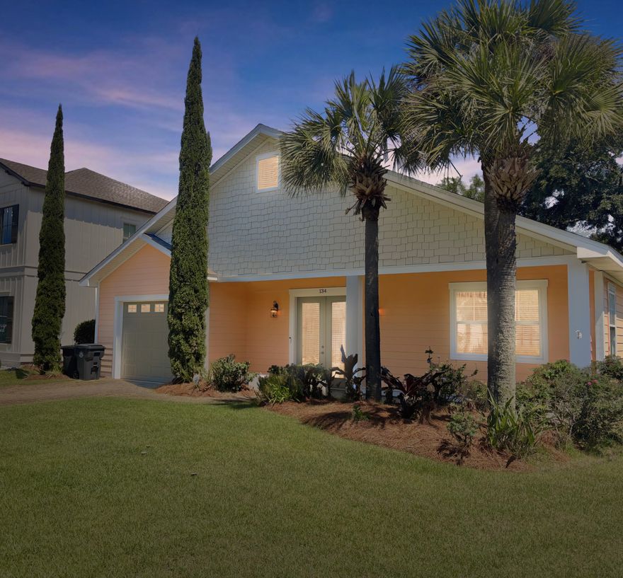 Beautiful family home ready to move into in the quiet neighborhood of Mack Bayou Estates off of Goldsby Road in Santa Rosa Beach. Close to Sacred Heart, Grand Boulevard, Butler Elementary and 30A, this home is conveniently located for all of your South Walton activities. The home was built in 2006 and is just under 2,100 sq. feet. When you walk in the front door, the entryway connects to the open concept living room, dining room and kitchen, which is perfect for family meals and entertaining. The master bedroom is a generous size with an extra large walk-in closet. The master bathroom features a double vanity, soaking tub and oversized walk-in shower. The two additional guest bedrooms feature private bathrooms as well. The laundry room is located off of the kitchen near the entrance to the single car garage. The front porch is perfect for potted plants and a porch swing one day. Enjoy a private escape on the back porch, which is screened in. The yard has a brand new fence, and the interior of the home was recently painted. Mack Bayou Estates is a sweet, quiet neighborhood with around 40 homes.  