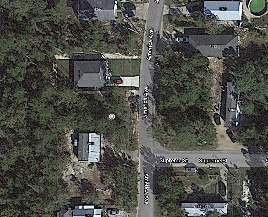 .10 acre lot on America Avenue in Gulf Breeze. It is unknown of any utilities are currently on the property.  This is located in a subdivision that has many other homes. Measurement is an estimation and is not exact.  No current survey available.