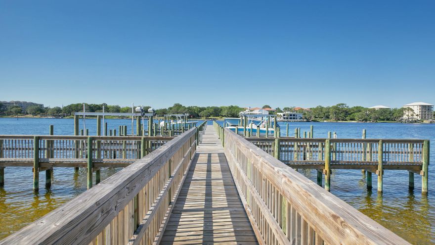 INCREDIBLE PRICE IMPROVEMENT! A spacious luxury townhome with a BOAT SLIP and TWO-CAR GARAGE! Stunning corner unit ideally located on Okaloosa Island. A short walk to the beach and the Intracoastal Waterway. Lower HOA. Designed for both comfort and entertaining, this home features an airy open floor plan with soaring 14' vaulted ceilings and expansive windows that flood the space with natural light. Plenty of room for entertaining after a day at the beach or a boat trip to Crab Island. Built in 2019, this is one of the newer properties on Okaloosa Island. Sold fully furnished and ready for immediate occupancy as primary residence or short or long rental investment. A 28' x 12' boat slip provides effortless access to coastal adventures.Buyer to verify all information deemed important