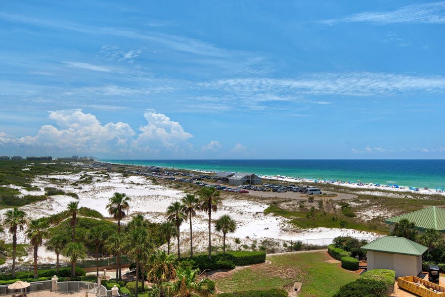 This spacious 3-bedroom, 3-bath furnished corner condo at St. Barth borders Henderson Beach State Park and offers stunning views of sugar sand beaches and the emerald green waters of the Gulf of Mexico. With over 2,200 sq. ft., this condo is ideal as a full-time residence or second home. Enter the foyer that opens to the very spacious living, dining and kitchen area, as well as a laundry room off the kitchen. The gulf facing terrace is accessible from both the living area and master bedroom. A large west facing window in the dining area provides views of the lagoon pool, Gulf of Mexico and Destin's incredible sunsets. The master suite with floor-to-ceiling windows offers incredible views. There are two large closets and a linen closet. The master bath includes double vanities, Jacuzzi tub walk-in shower, and water closet. Both guest rooms are spacious with en-suite baths and large closets with sliding glass doors leading to an additional terrace providing views of the resort. This condo is being sold furnished and includes a deeded garage space and climate-controlled storage space. St. Barth has a beautiful lobby, private pool, grill area and a dedicated beach access walkover. There is a studio unit on the lobby level that owners can reserve for their overflow guests and pay only a cleaning fee. Silver Shells is the premier resort in Destin. It is guarded and gated 24/7. Community amenities include approximately 1000 ft. of beach frontage, an enormous lagoon pool, hot tub and kiddie pool, children's playground, 6 pickle ball courts, 2 tennis courts, basketball court, separate cardio and weight rooms and 1000 ft. of beach frontage. On-site conveniences include a Ruth's Chris Steakhouse, Silver Shells Day Spa, and the Sand Bar on the beach providing food, drinks, and music.