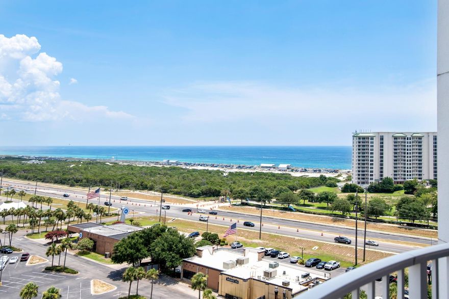 12th (top) floor, South end unit at The Palms of Destin with stunning direct Gulf views as well as Bay views! This unit has has been updated with built-in bunks in the second room and attractive barn door. The unit is being sold fully furnished and turn-key ready! Amenities at The Palms are first class. They include an expansive 11,000 SF lagoon pool with waterfall and spa, children's pool, playground and splash pool, lighted tennis and basketball courts, first class fitness center, seasonal shuttle service to the beach, and covered protected parking. Also on site is the conference center, office center, and reception desk. THE ASSOCIATION FEES INCLUDE ALL UTILITIES, INCLUDING ELECTRICITY, WATER, CABLE, INTERNET, AND TRASH. The chairs around the dining table have been replaced and are different than in the photos, and the living room tv in the photos has been replaced with a newer model. Buyer to please verify all information contained herein.