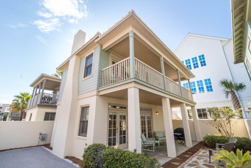 Quaint cottage perfectly located South of 30A, in a gated community near shops and restaurants within walking distance! This 2 bedroom 3 bathroom home offers an open concept living, dining, kitchen floor plan. The kitchen features stainless steel appliances, granite counter tops, built-in wine rack and breakfast bar for extra seating. The first floor also includes a fireplace, full bathroom and a washer/dryer closet. As you arrive on the second floor, you have the master bedroom with en suite and access to the balcony. There is also a guest bedroom with balcony access and a hallway bathroom. The home is being sold fully furnished and has only been vacation rental the past 2 years with great rental revenue!