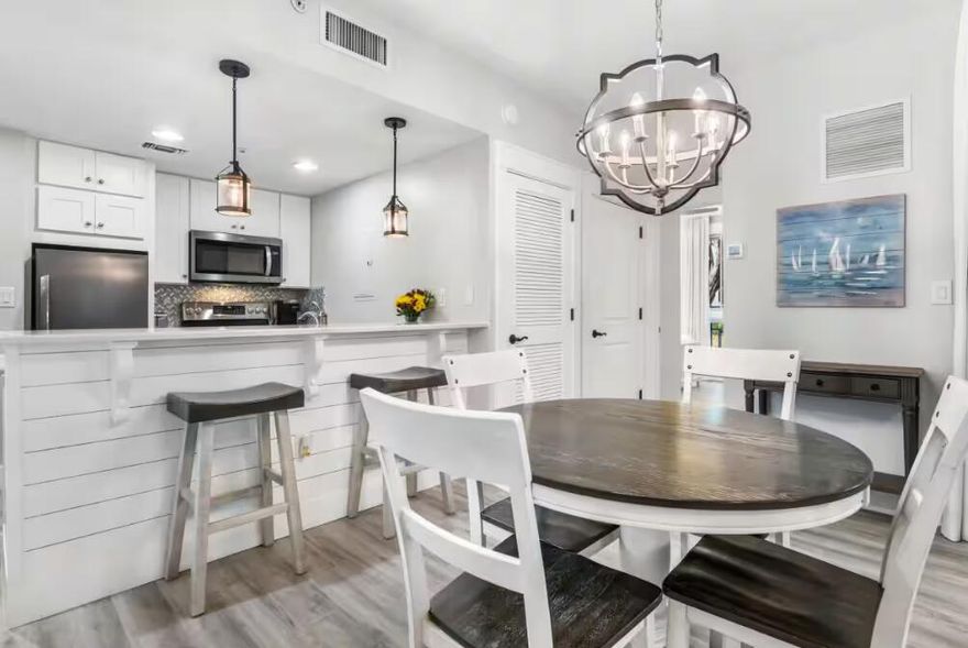 This newly renovated corner unit 2-bedroom lock off condo located on the coveted 3rd level Amenities Terrace of the Pilot House. Walk directly out from your sweeping terrace to access the Gateway Owners and Guest private pool, hot tub, fitness center and more! New paint, LVP flooring and fixtures throughout. The kitchen has been updated with shiplap and quartz countertops. The Main Bathroom features a beautiful tile shower and is completely updated. The efficient functional lock-off sleeps 4 and can be rented alone as a Studio or combined for use as a 2 Bedroom. This beautifully appointed condo is being sold fully furnished. This unit is perfect for your private oasis or a short-term rental property. The Pilot House is located in the Village of Baytowne Wharf in the heart of Sandestin.