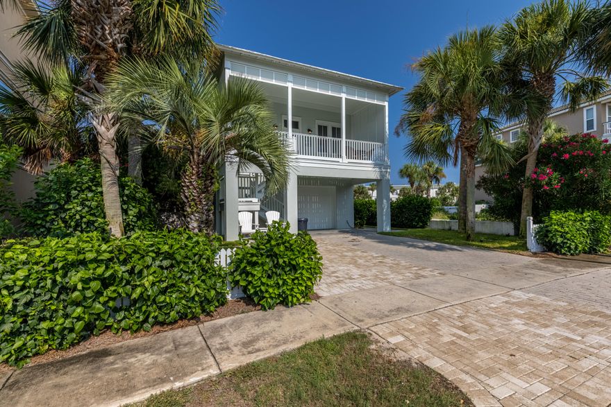 Turnkey, top producing rental investment in the highly sought after community of Destin Pointe! Great option for families in need of a separate guest suite. Rental income on track to produce over 133k this year! This home boasts upgrades galore including fresh paint, new furniture, Bosch refrigerator, new HVAC, and fresh sod. The main living space features 12' ceilings, lots of natural light, kitchen, dining, and living room all open to each other, and beautiful hardwood floors. Stunning quartz counter tops and stainless steel chef grade appliances make the kitchen perfect for hosting. French doors from the master bedroom open out to a large balcony overlooking the pool area. The first floor consists of a living area, kitchenette, dining area, and 2 bedrooms and a bathroom.