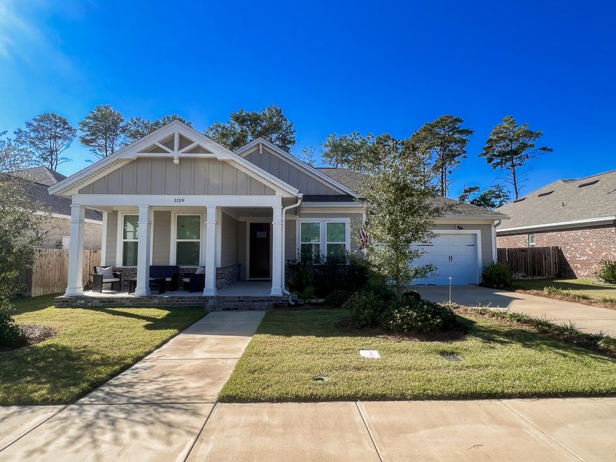 Welcome to Deer Moss Creek, where luxury meets comfort! This stunning home offers the perfect blend of modern design and convenient living. With 3 bedrooms and 2 bathrooms PLUS an office, this spacious abode provides ample space for all your needs. Step inside and be greeted by the sleek LVP flooring that adds a touch of elegance. The kitchen boasts beautiful quartz countertops & stainless steel appliances, perfect for preparing delicious meals or hosting gatherings with friends and loved ones. Cozy up by the brick fireplace in the living room, creating a warm and inviting atmosphere during those chilly evenings. The master bathroom features a luxurious walk-in shower, providing a spa-like experience right in the comfort of your own home. Step outside onto the custom patio w/ built-in