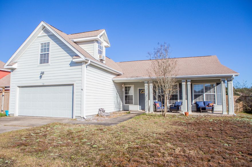 Located South of I-10! 4 bed/2 bath, lovely split floor plan. Spacious fenced backyard, quiet neighborhood, and nicely sized rooms provide a family friendly layout inside and out. Refrigerator, stove/oven, microwave, and dishwasher (matching set all less than a year old) convey to buyers. Ample cabinet and pantry space in the kitchen. Large walk-in closet in the master bedroom. Close proximity to shopping, restaurants, military bases, and the beach! This house is a must-see!