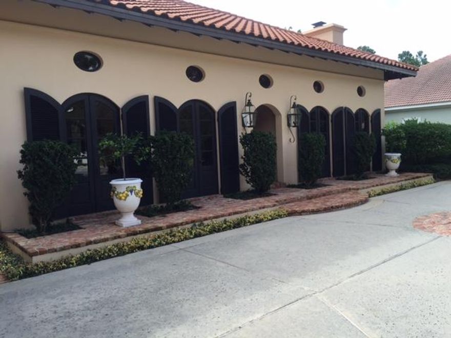 Absolutely stunning Mediterranean on the Best street in Burnt Pine and overlooking the 11th fairway of the golf course. Kitchen with Gas range and Sub-zero Refrigerator and freezer. Courtyard floor plan with large Living and Dining on each side of columned entry. Wonderful guest suite with service bar. 2 private screened porches and 2 fireplaces. Summer Kitchen. 4 high efficiency A/C units with electrostatic air cleaning and humidity control. Whole house generator All lighting LED. Appliances include 2 Bosch Dishwashers, 2 in island refrigerator drawers, wine cooler, ice maker , warming drawer and 2 sinks. Safe secure neighborhood and everything available by golf cart. (even hospital and physician offices)4 golf courses, tennis,beach,bay,marina,restaurants all within the gates