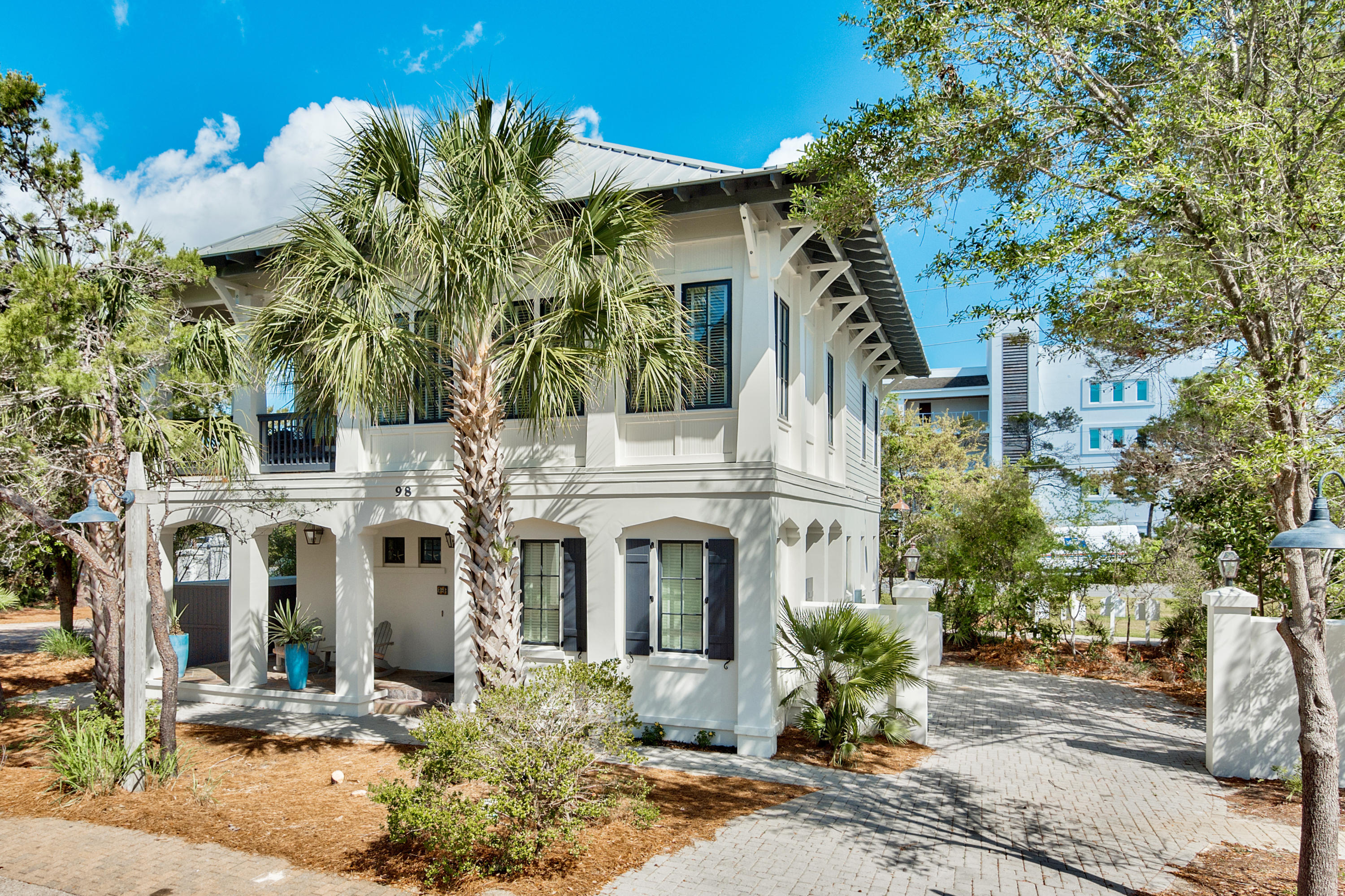 Recently refreshed, this Beautiful, 6 bedroom, 6 full bath home that sleeps 16, is located directly next door to Rosemary Beach in the charming Pinecrest community. This quaint, gated community has 12 homesites within its circle, and is located just a short (.18 miles) walk from the gorgeous, white-sanded beaches. The decor tasteful, and luxurious with many upgrades. Enter the first floor with 3 suites, a wet bar and game room. Heading up to the second floor on a gorgeous travertine staircase, you will enter a great room with vaulted ceiling, a generous dining area and large kitchen perfect for entertaining. The kitchen has Viking appliances and lots of room to move. Two suites share the floor of the main living area.