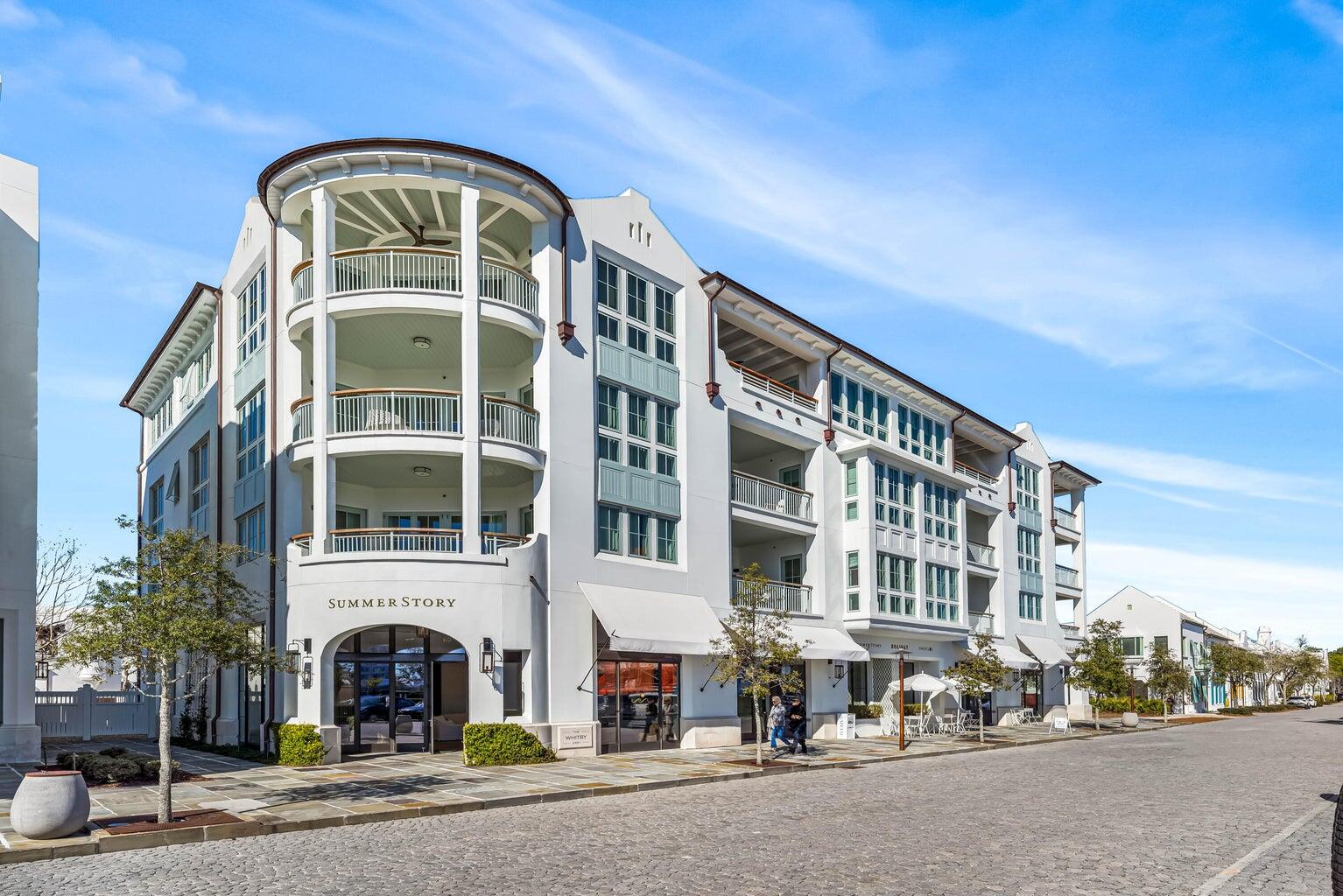 Top floor 2BR/2BA condo in Alys Beach. Fantastic views! Centrally located at the Whitby in town center. Large open floor plan with expansive windows allowing for abundant natural light. Generously sized living space perfect for relaxing, entertaining or spending time with family. The private balcony features views over the Amphitheatre to the Gulf of Mexico. An amazing opportunity to become part of the Alys Beach community and enjoy the fantastic amenities including the owners only Beach Club, the stunning Caliza Pool and the state of the art fitness center, Zuma. Perfect for a second home or investment property. Sold fully furnished and move-in ready!