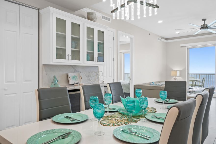 You need to see this one in person as you won't find anything like it in Panama City Beach! Gorgeous new updates throughout this unit to include a fully upgraded kitchen, bathrooms, and 24'' x 48'' porcelain tile floors throughout. 10' ceilings along with recessed lighting, custom bunk beds for 4, and motorized shades add functional elegance to your experience. All of the bedrooms come complete with their own bathroom and the two master bedrooms have breathtaking gulf front views with balcony access. The 450 square foot balcony is one of the largest anywhere with dimensions of 12' x 37' and comes with new Polywood furniture to complete your outdoor coastal experience. This would make a lovely primary home, vacation home, or would also serve well