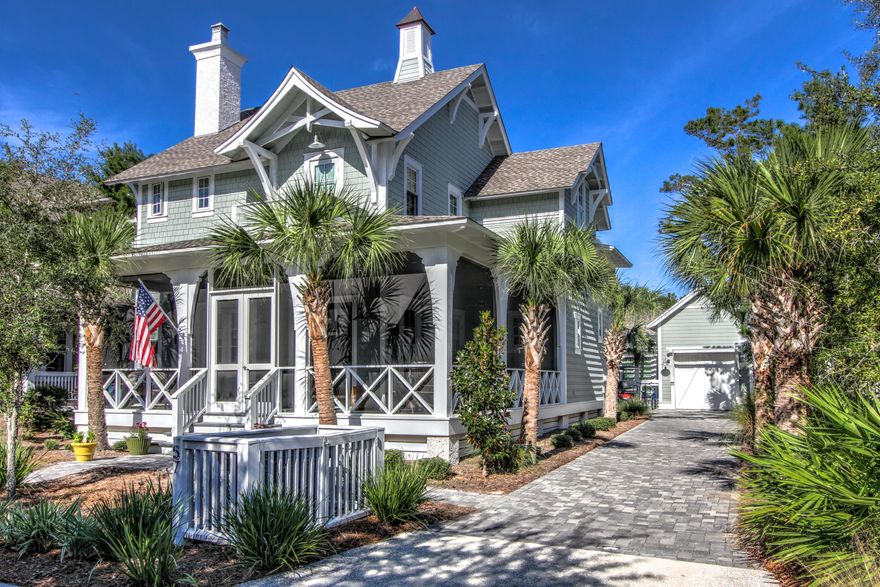 Tucked behind the gates of WaterSound Beach, this beautiful 4 bedroom, 4.5 bath coastal cottage is situated on an oversized lot and just minutes from the walkways across the dunes to the sugar sands of the Emerald Coast. Discover a rare combination of tranquility and location within this desirable neighborhood.The home boasts coastal elegance with the reclaimed floors and shiplap walls and pecky cypress beams line the tall ceilings of the stately home. As you enter the chef's kitchen a suite of professional-grade appliances includes a six-burner Thermador gas stove, steam and warming oven. An oversized farmhouse style sink, natural quartzite countertops sit atop the custom cabinetry, defining the perfect atmosphere for family dinners. A wet bar just off the kitchen sets the mood for a cocktail hour in the open concept living room around the gas fireplace,
The first-floor master suites make luxury paramount, with a custom tile ensuite, walk-in shower, and lounging tub. An expansive laundry room allows ample room for folding clothes and additional storage.  The second-floor master has an ensuite and private balcony. Two additional bedrooms await guests or family on the second level, just off the upper sitting or reading area. The office space could easily be converted to a bunk room for additional sleeping room.
The first floor opens to a spacious seating area and outdoor kitchen surrounded by a private backyard space with room for an in-ground pool to be installed.  A heated & cooled one car garage & storage area complete the exterior of the home.
Life at WaterSound Beach affords limitless possibilities for activities, a simple afternoon of taking the 4-seater golf cart and lounging at the WaterSound Beach Club or a day on the greens at the t-box. Live every day like a vacation!

Additional upgrades to the home include: Rannai Tankless Water Heater, Whole-House and Outdoor Audio System, Generator, Whole House Security System.
