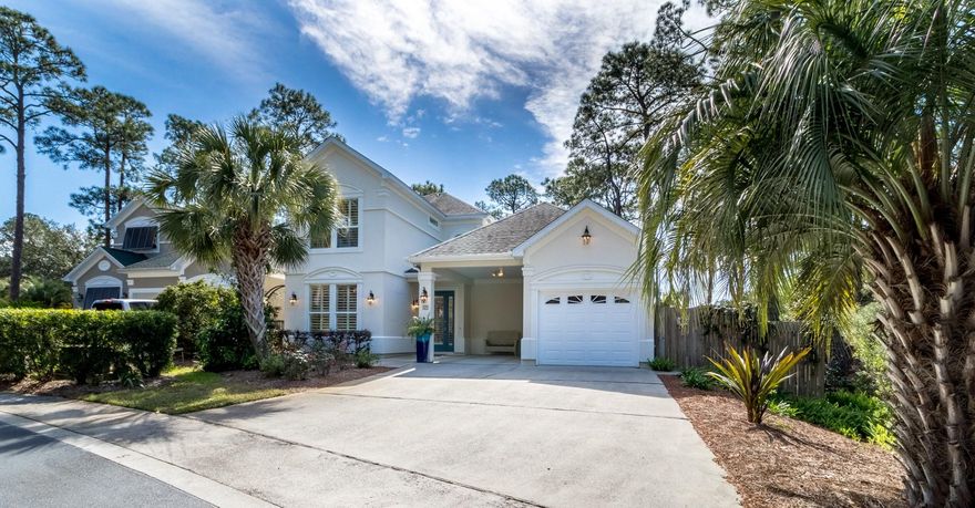This well-kept, lovely 4-bedroom, 3 bath home has a warm, airy feel the moment you enter the home. The upgraded kitchen flows nicely to the living room and dining area with a large outdoor patio just outside  adjacent a wooded common area, creating a quiet, charming oasis. First floor master bedroom and bath along with an additional bedroom or office and laundry area round out the first floor. Upstairs are 2 guest bedrooms and an open deck with a peak view of Oyster Lake. One car garage and covered carport with nice concrete driveway provide plenty of parking and storage. Fairway Villas is a highly coveted 30A west end neighborhood off Allen Loop located adjacent Santa Rosa Golf & Beach Club. Perfect for a primary residence or second home you will have a very short walk to the beach