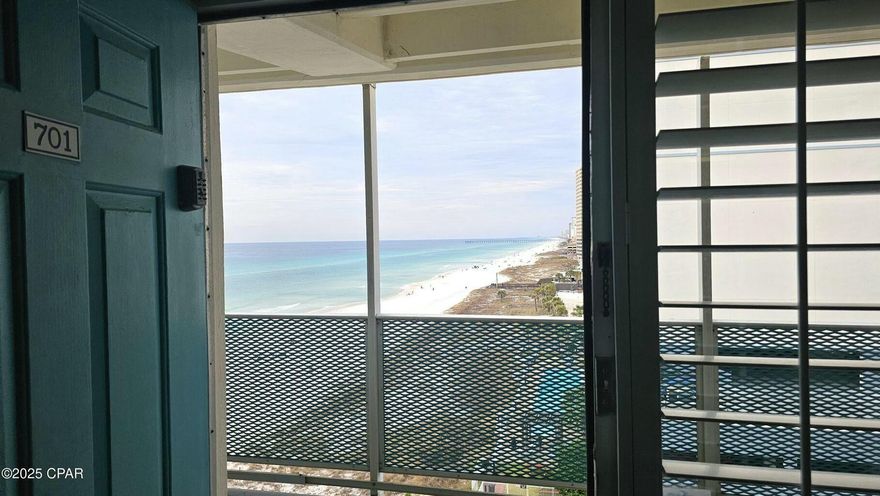 Experience coastal living at Fontainebleau Terrace, a historic studio on Panama City Beach, Florida's white sandy shores along the Gulf of America. This unit boasts two queen beds, sleek LVP flooring, and timeless charm. Literally on the beach, the South Terrace offers stunning Gulf views, complemented by multiple terraces throughout the property for your viewing pleasure. Relax by the deepest in-ground pool on the beach, partially shaded, or unwind in the exclusive owners' lounge. Steps from popular attractions and walking distance to fun, this retreat is a rare find. Contact us to claim your beachside haven!