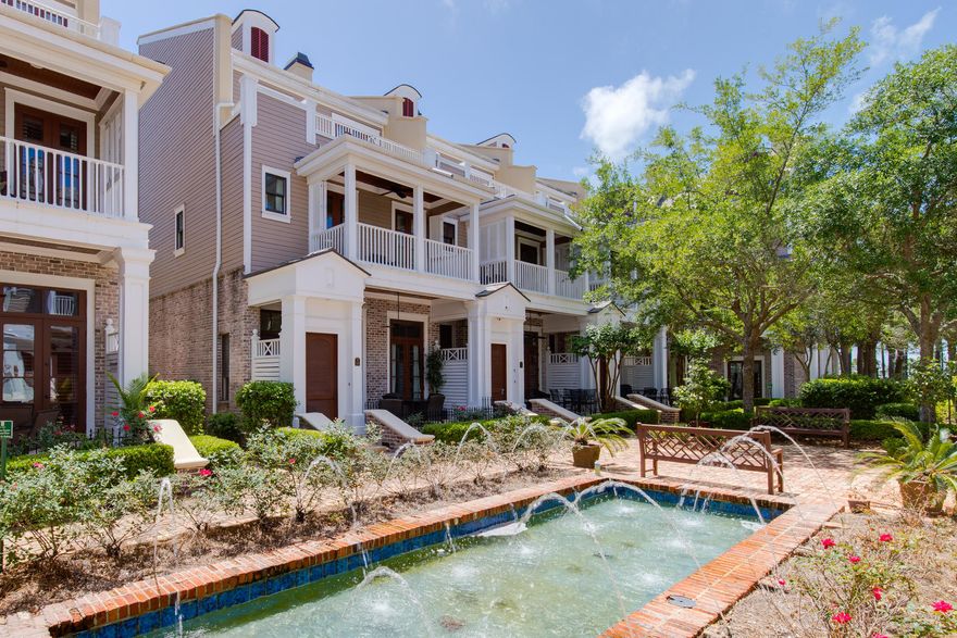 Garden beauty... Le Jardin is a gated enclave in the heart of Sandestin's Village of Baytowne Wharf that exudes old-world charm. Le Jardin is the only complex with reserved parking in the parking garage. Relax in the courtyard featuring flowers and fountains, stroll the streets lined with restaurants and enjoy the amenity terrace with a large pool, children's pool, hot and cold tubs, fitness room, grilling area an outside grilling area. This town home has 3 bedrooms, 3.5 baths, features three outdoor spaces, tall ceilings, 16'' hand set limestone tile, kitchen with granite, stainless Viking appliances and the master suite shares a pass through fireplace with the master bath! #153 is offered fully furnished.