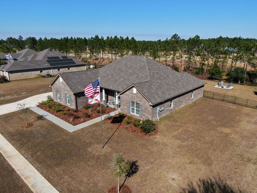 This beautiful home located in the highly desired Windswept Estates features 4 bedrooms with 3 full bathrooms and a huge flex room for an office or recreation room, or both! This gated community offers an array of amenities such as a clubhouse, community pool, tennis & pickleball courts, basketball facilities, playground, pavilion, weekly food trucks and BBQ grill. Located on a large 0.66 exterior lot on the 15th green near the end of the quiet cul-de-sac with elbow room. Front and back patio, as well as walkways have been refinished with Elite Concrete coating. This 5-star 18-hole golf course community also has walking trails, fishing pond and picnic area. Situated in a fantastic location just minutes from white sand beaches, restaurants and shopping. Call to see this beauty today!