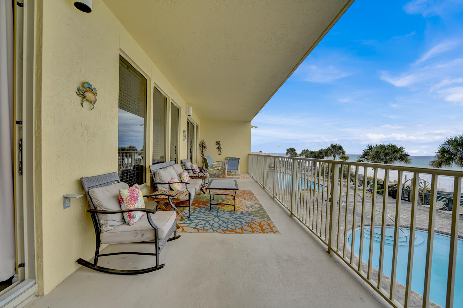 Welcome to this stunning Gulf front 2 Bedroom, 2 Bath condominium with bunks, situated on the second floor of Gulf Crest--a gated community offering unparalleled amenities and breathtaking views of the world's most beautiful beach and the Gulf of Mexico.Step inside and be captivated by the spacious living room, where you can relax and unwind while enjoying the panoramic vistas. The adjacent dining area provides the perfect setting for memorable meals with loved ones. The master bedroom, along with the living room and dining area, grants you direct access to the expansive balcony--making it an idyllic spot to savor your morning coffee or witness mesmerizing sunsets.With a proven track record of success, this property generated an impressive gross income of $46k in 2022 and $45k i