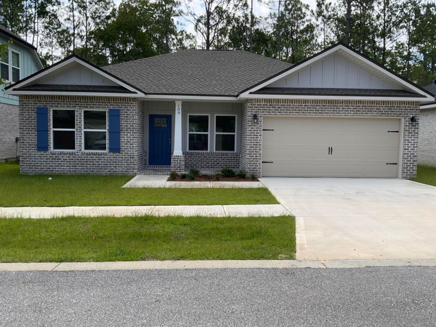 'ADELINE FLOOR PLAN' Small but mighty all brick home features 10' ceiling in open great room/kitchen/dining area, 9' everywhere else, granite or quartz countertops throughout, Luxury Vinyl Plank in common areas, carpet in bedrooms. Kitchen has work island with bar seating + dining area, pantry, white shaker style cabinets, recessed lighting, owners bath has tiled shower, double vanities and walk-in closet. Cozy front porch and rear patio for relaxing in the evening, privacy fenced lot with sprinkler system. Completion date is end of July, call Jenny or Patti for more details!