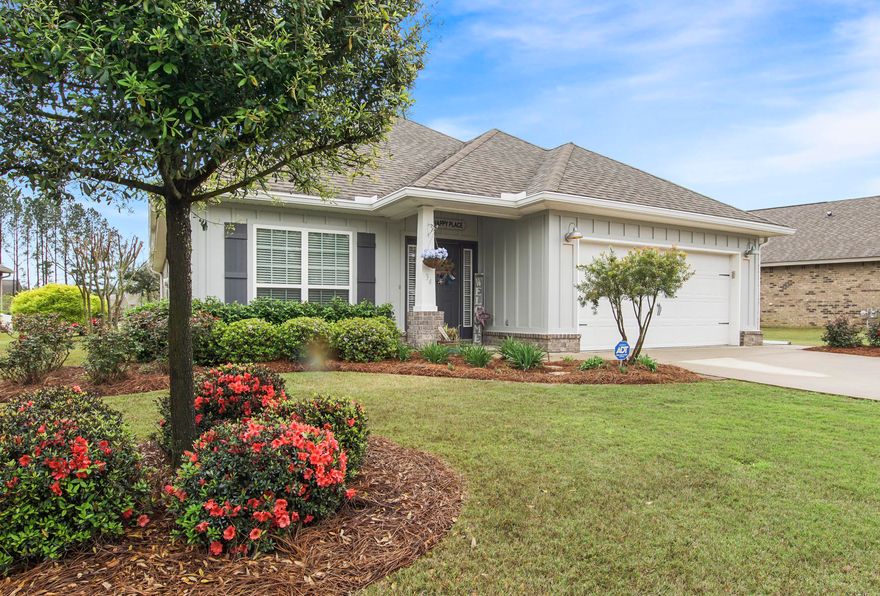 Here's your chance to enjoy Hammock Bay life in your very own move-in ready home. Features/upgrades include: 3 sides brick/Hardy front, separate office, wood laminate floors, carpet in bedrooms only, some new paint, off white cabinets with lots of storage & island in kitchen, extra shelving in all closets including garage, blinds in all windows, ceiling fans, some updated fixtures, tile shower in master, soaking tub, lots of space for storage in master closets, split floor plan, screened-in back porch, relaxing view of the pond, whole house gutters, termite bond, in wall pest control system, attic pull down, side entry/exit door from garage with extra concrete walkway and this property is located on a culdesac street. Houses go fast in Hammock Bay!