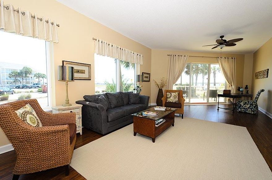 CRYSTAL VIEW CONDO STEPS FROM THE BEACH. Rarely does a Crystal View condo come on the market - and when they do - they sell. THIS IS A GOOD DEAL! Spanning gulf views - there is nothing in front of this condo but the deeded/gated beach access located right across the street. Kitchen was enlarged to accomodate wheelchairs. Featuring high ceilings, a huge/open living area, full size washer/dryer and this being a first floor unit - it could be the ideal spot for either a permanent home, vacation rental, or 2nd home. The wrap around balcony is more than 50 ft and can be accessed from both the living room and master bedroom. Each additional bedroom has a private bath. Crystal View offers a seasonally heated pool & plenty of parking, which reflects in a rental history of $50,000 plus.