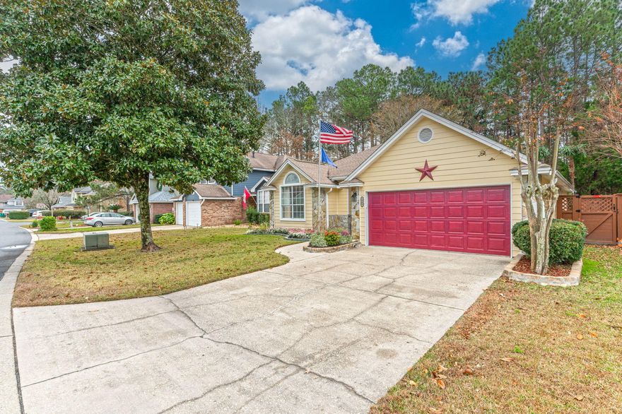 Updated, Stylish, and Ready to Move In -- Crosswinds Landing Charmer!Discover this beautifully maintained 3-bedroom, 2-bathroom home in the desirable Crosswinds Landing neighborhood, offering 1,800 square feet of thoughtfully designed living space. With a newer roof, manicured landscaping, and inviting curb appeal--including a flagpole out front--this home is a standout from the moment you arrive.Inside, high ceilings and tile flooring throughout create a bright, open atmosphere. A custom bonus room adds flexibility--perfect as a home office, playroom, or second living area. The kitchen features white cabinetry, a complementary tile backsplash, stainless steel appliances, a pantry, breakfast bar, and cozy eat-in dining space.The living room exudes warmth with a gas fireplace, mantel, and built-in shelvingideal for relaxing or entertaining. The primary suite is generously sized, with a walk-in closet and a fully renovated ensuite bath. Enjoy a spa-like experience with a zero-entry tile shower, rainfall showerhead, Bluetooth-enabled exhaust fan, and double vanity with plenty of storage. The bathroom is also designed with accessibility in mind.

Step outside to your private, low-maintenance backyardcomplete with artificial turf, a new fence, and a patio for lounging or grilling. A gated access point leads to a peaceful creek, creating a serene escape right outside your door.

Conveniently located midway between Eglin AFB and Hurlburt Field, this home is ideal for military families and professionals seeking both comfort and commute-friendly living.
