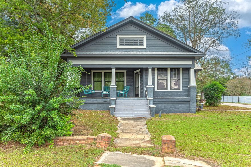 Located in Beautiful Florala, Alabama this Historic updated home offers charm, character, and tons of room! Home welcomes you with a large, covered porch that enters into home! Home has a large living room with a connecting screen porched, separate dining area off kitchen and a perfect kitchen with tons of cabinets. The home offers a great foyer/hallway that locates all the bedrooms to the left side of home with a great large primary bathroom. Home has original hardwood floors, lots of storage, and also includes new HVAC system. Home includes a large 19x16 separate building for game room, home office, or entertain area that has plumbing in place. Home also includes a covered carport; tons of covered patio arears and a great corner lot yard! Home sold as is.