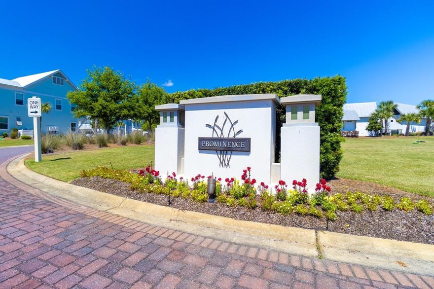 Prominence is a popular coastal retreat community located on 30A! This 2 bedroom, 2 bath townhome is being sold FURNISHED and features an open floor plan with 10'' ceilings, windows that line the living space opening to the large, covered porch. The gourmet kitchen includes stainless steel appliances, gas cooktop, granite countertops and a pantry. Luxury vinyl plank flooring, crown molding and tray ceilings are throughout the home. Split floorplan with the master bedroom and guest bedroom on each side of the home. The master bathroom includes granite countertops, dual vanity sinks, linen and a large walk-in closet. Use as a primary home, vacation rental or wonderful second home.