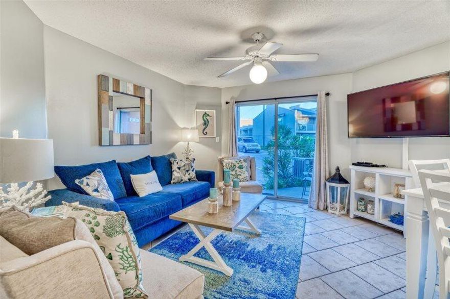 Beautifully decorated 1st floor unit at Gulfview. Sold fully furnished with newer appliances included. Gulfview offers deeded beach access, two pools, (one heated during winter season), hot tub, grilling area and laundry facilities. Conveniently located near shopping, great restaurants and champion golf courses.