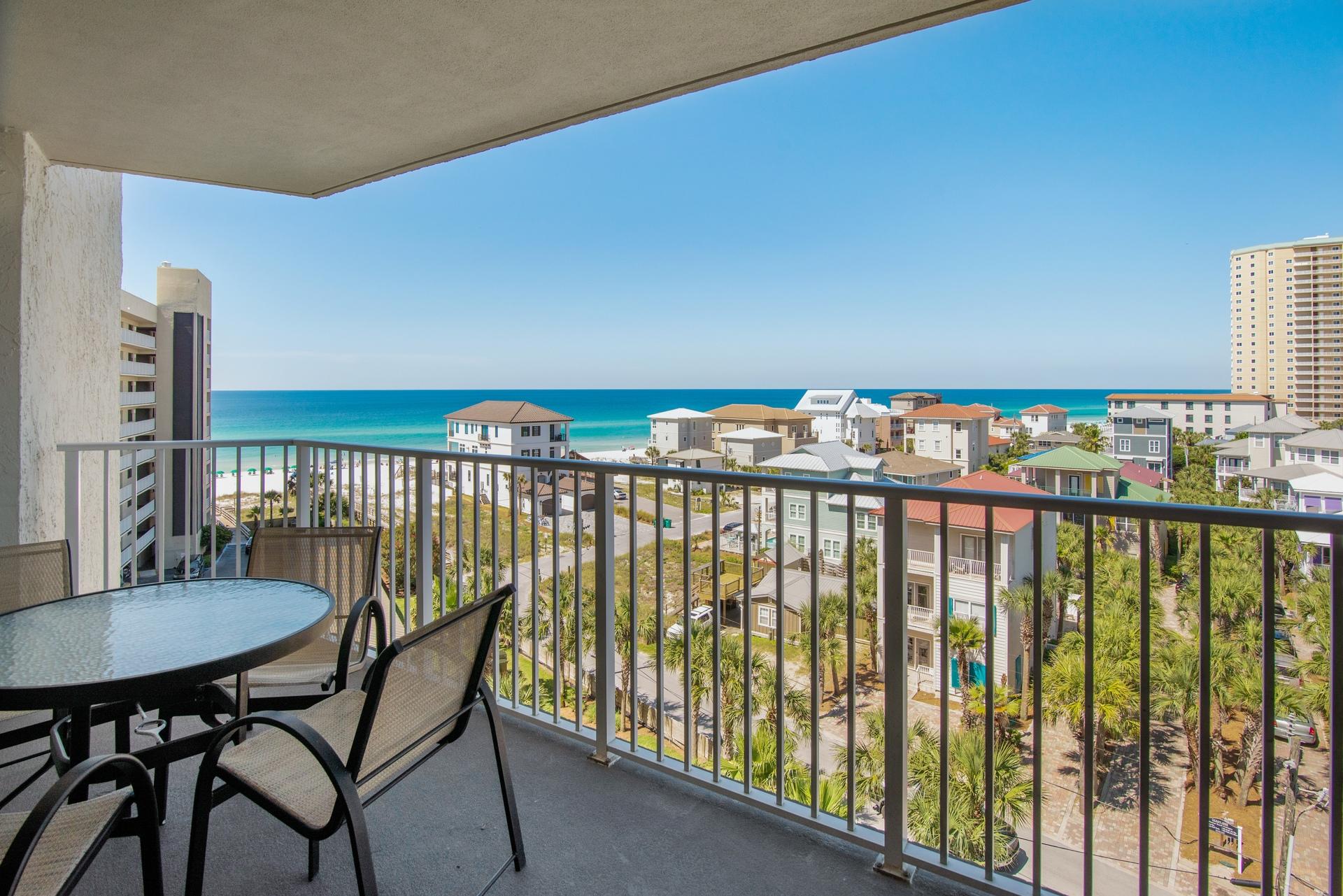 Gorgeous views from this 2BR/2BA, 1208SF, 6th floor unit. The condo features an open concept living space, balcony access, and amazing coastline views. The kitchen has plenty of cabinet and countertop space, & a large breakfast bar. The large master suite features balcony access, coastline views, dressing area, and private bath. There is also an additional bedroom with private access to the full hallway bath. Other features include a hallway laundry closet with stackable washer & dryer. This unit is being sold furnished & rental ready. Mainsail amenities include 24hr security, 2 large pools, tennis courts, and 700FT of deeded beach. This condo is within walking distance to the Silver Sands Outlets and beautiful beachfront dining.