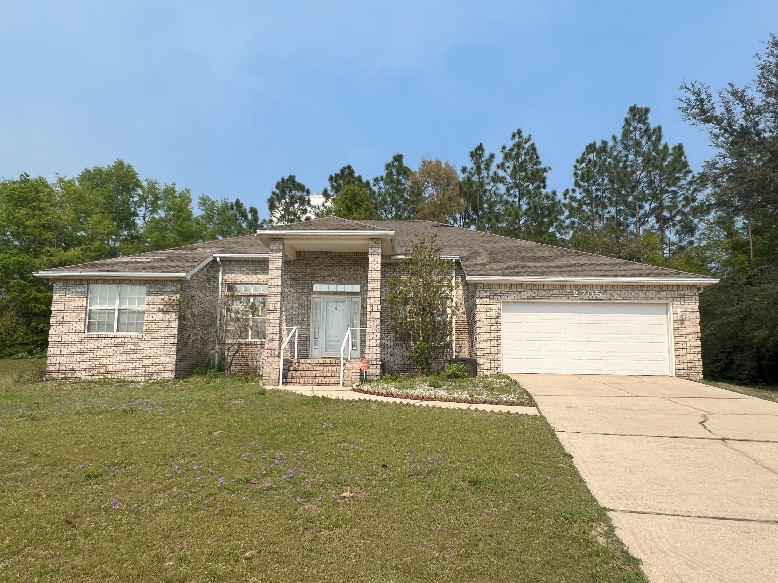 4BR/3BA Home Located at the end of a quiet Cul-de-Sac, South of I-10 in one of Crestview's best neighborhoods - with NO HOA! It has an extra high elevation (no flood insurance required!) This Custom Built home has many extras! There are wood floors in main living area, tiled floors in the kitchen, laundry and all 3 bathrooms. The entire home has raised ceilings from 10-12 feet and multiple rooms have treyed ceilings. There are 4 bedrooms/3 full bathrooms, Living Room, Formal Dining Room and a Bonus Room that could also be used as an office or media room. The Beautiful Kitchen has tiled floors, a pantry, quality oak cabinets, abundant Counter top space, Glass Top Range, Built in Microwave and Dishwasher. There is a sunny breakfast nook that overlooks the heated and cooled, finished Florida room (not included in the 2231 sf.) The laundry room has a utility sink+ storage cabinets and leads into the garage where you will find overhead storage, all the mechanicals, an outside access door and an updated garage door and garage door opener.
The Floor-Plan is ideal! The Large Master Bedroom has an Oversized (22' long) Bathroom that includes a step-in Shower, Jetted Garden Tub, 10' walk-in closet, linen closet, water closet and an extra long Vanity (w/6 drawers and 2 double cabinets!) The Guest bedrooms are nicely sized including a 4th bedroom/Guest Suite with it's own shower/tub combo. The 3rd bath also has a step in shower! The heating and cooling system was upgraded in 2020. The exterior of this custom built home has a solid brick yard building with roll-up door, an automatic sprinkler system, gutters and downspouts, stubbed gas line for the BBQ and a great view of an upscale neighborhood. Come and take a closer look at this great home that has a lot to offer! This home is offered in As-Is condition.