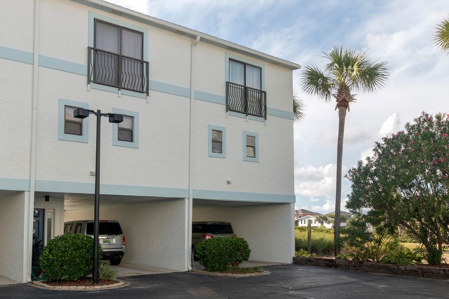 Great views of the Gulf from this 2BR/2.5BA Townhome. This end unit is being offered fully furnished and is just a short walk to the beach. As you enter the home you are greeted by a small entry way with storage & stairs going up to the second floor. The second floor features an open living space with half bath and balcony. Kitchen features plenty of countertop space & a utility closet with washer/dryer. The 3rd floor features the master suite with private balcony, a separate bedroom & hallway full bath. Costa Vista amenities include a community pool and it is just a short walk to Pompano Joe's & the beach.