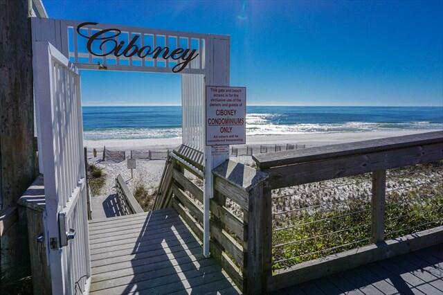 Don't miss out! This exquisite ground-floor walkout 2 bedroom, 2 bath Ciboney condo with Gulf Views is the closest to the beach, the only one available, and will not be on the market long! Featuring a bonus scenic dining room window only available in a few end units, this beautiful, turnkey rental condo offers over $22k in upgrades including hurricane windows (2021), new impact-rated patio sliding doors (2021), brand new patio furniture and fabulous Casper Hybrid King mattress (2021), dual twin mattresses (2020), plus 55'' TV and other furniture and decorations purchased in 2020. Please see the detailed attached list! Avoid the crowds! Ciboney is a low-density, 60 unit, four story condo on Scenic Hwy 98, directly across the street from the white sugar sand beaches of the Gulf of Mexico