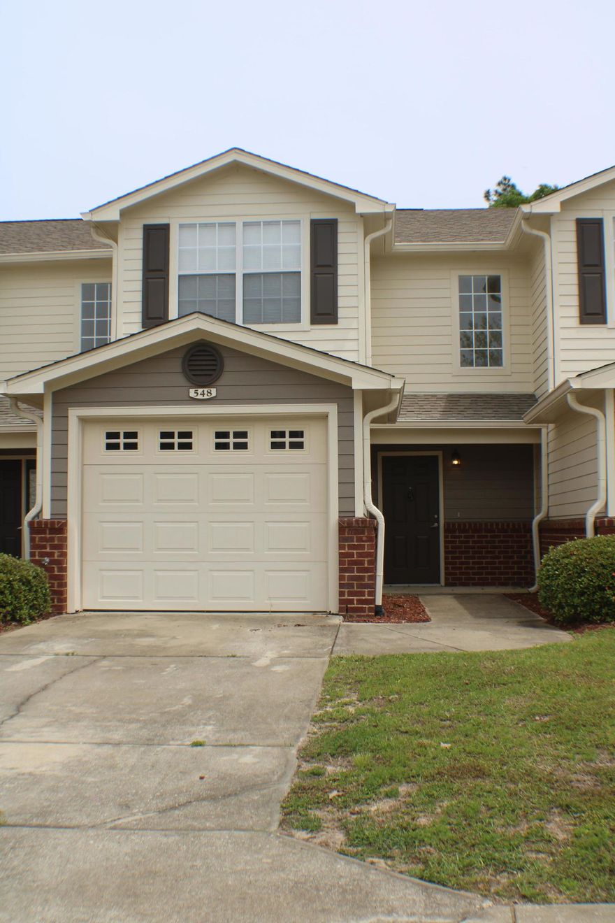 VACANT & MOVE IN READY!  Located South of I-10 close to Duke, 7th Special Forces & Eglin, in Eagles Landing, a highly sought-after community!  2 bedroom, 2.5 bathroom with a single car garage, under stairs storage. Lots of crown molding, ceiling fans in living and bedrooms. There are two masters, yes, two masters, both with en-suite bathrooms. Both bedrooms have a walk in closet, back master has an additional smaller closet. Kitchen has flat a top stove with microwave, refrigerator with ice maker, dishwasher & disposal. Measurements are approximate, verify as needed. Selling Brokerage & Eagles Landing Townhomes are owned by the same parent company.