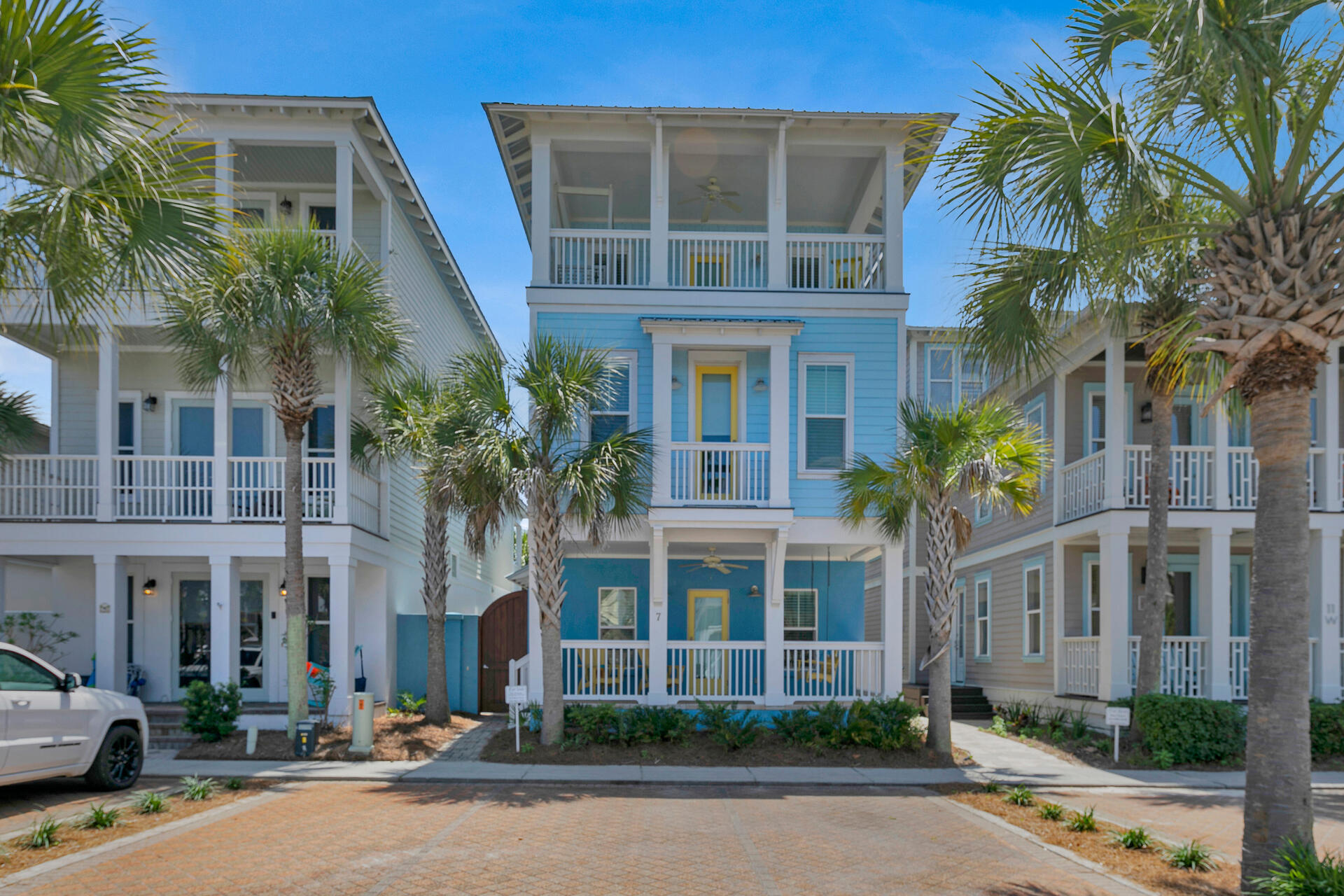 Beautiful large beach house in desirable Seacrest Beach. This home is situated on a lot with a prime location in this community. The back of the home adjacent to 30A for a short walk to the deeded beach or to the shops and restaurants in Rosemary Beach, Village of South Walton, and Alys Beach. Front of the home is a short stroll to the outstanding community pool. Enter the courtyard through a custom cedar door to the door taking you into the home's foyer. The first floor has two large bedrooms and a third bedroom with bunks. On the second floor there is a spacious great room, and well equipped kitchen with stainless appliances, nice cabinetry, and granite countertops. Enjoy your meal outside on the balcony on this floor. There is another bedroom on this floor with a private balcony.  On