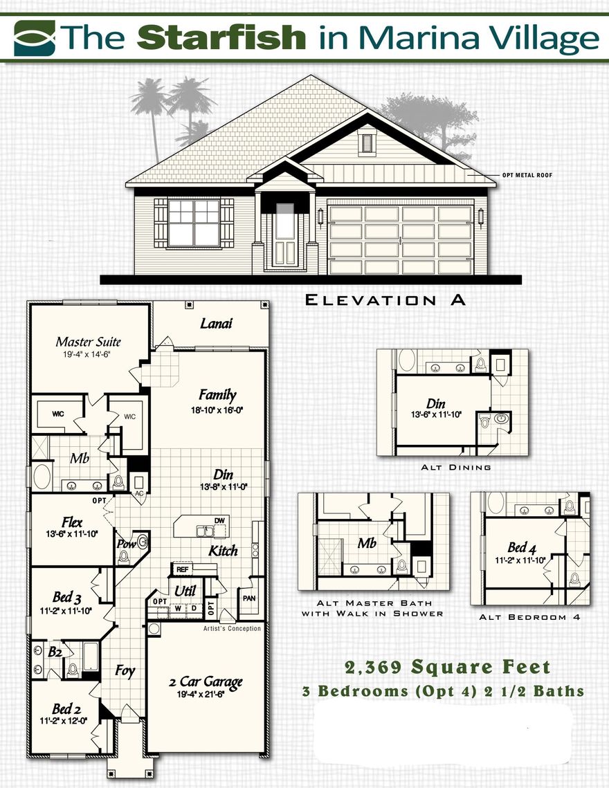 Marina Village is a private, quiet, bayou- coastal community with a pool, playground, and stocked ponds for catch and release fishing only. Marina Village has direct access to Lagrange Bayou via the Freeport Marina, which is the only full service marina in our area! The Starfish plan has 2,369 sq.ft. with 3 bedrooms plus a flex room, and 2.5 baths. Brick exterior, low e-vinyl windows, covered entry, large covered rear porch, 2 car garage, and landscaping package with automatic sprinkler system are just a few of the exterior finishes on this home. Interior finishes include 9 ft ceilings, laminate, tile, and carpet floor coverings, brushed nickel fixtures, double vanity and walk-in closet in the master bath, quartz or granite