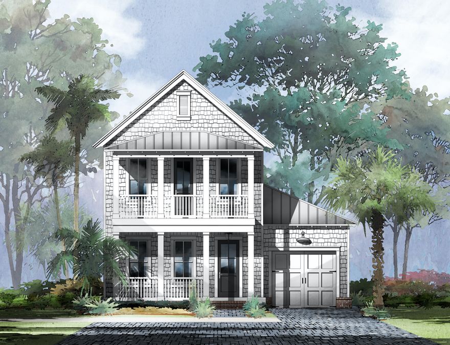 Introducing Cottage Grove, the newest coastal neighborhood south of Hwy 98, and just a bike ride to 30A!The Laurel Oak II plan offers 3 bedrooms, 3.5 baths, attached 1-car garage, additional upstairs sitting area with 2 master suites! The spacious first floor has 10' ceilings with an open-concept plan including kitchen with large island overlooking the family/dining area. Interior features include Frigidaire Pro stainless steel appliances with 36'' cooktop and vent hood, choice of quartz or granite countertops, shaker style cabinets, crown molding throughout, and engineered hardwood flooring with tile in bathroom and laundry. Exterior features include spacious porches, a brick paver driveway, irrigation system, French style gas lantern, metal roof and brick.