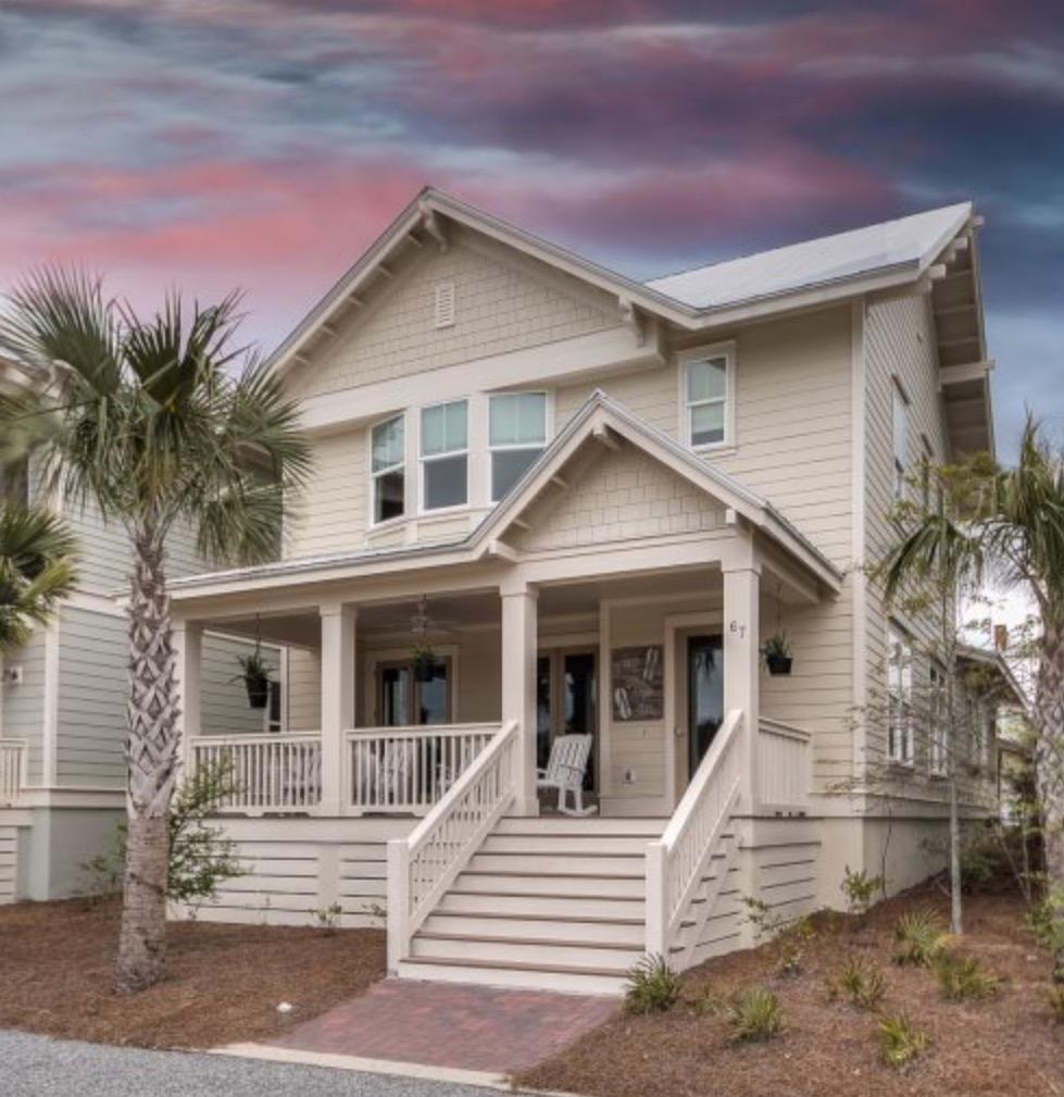 WHAT A VALUE! Beautifully Furnished. 4 Bdrm - 4-1/2 Bth + bunk rm in Resort Life-style Living on 30-A. Sleeps 12-14. Family or Investment Property at its Finest. Just min to your choice of 3 Beach Accesses by Private Shuttle Service. Walk to shops, eateries, country artist ''Luke Bryan'' cigar bar, outdoor amphitheatre, jumbotron movie screen, Resort stryle pool, & fitness rm. Enjoy the 4 porch rockers & wide crown moldings, Shiplap walls,Granite countertops, stainless steel appliances, sep coffee bar, built-in bookcase, Powder Bth, 2 Mstr Suites, large walk-in closets, hardwood, tile, carpet, shower enclosures w/ sprayers, Custom black-out windowTreatments, swing, grill, outdoor shower station, double garage, & more. Includes Kitchen & Bath Housewares. IMMED OCCUPANCY or RENTAL