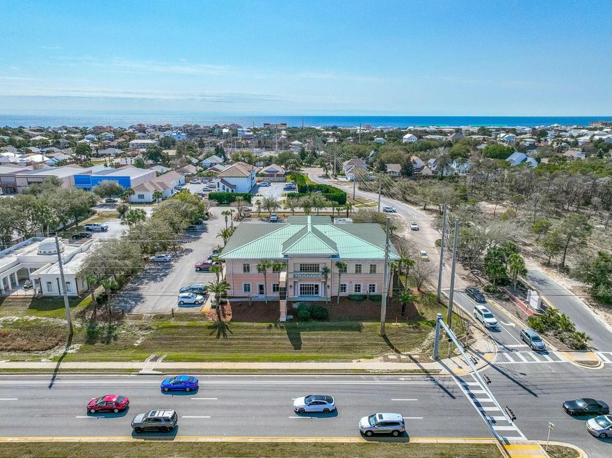 ATTENTION INVESTORS 5.6% CAP RATE on this 2 story CLASS A, FULLY LEASED Medical or Professional office building located in the heart of Destin!  Its prime corner location w/a traffic light, provides easy accessibility & significant visibility from the 60,000+ vehicles passing daily along Hwy 98. The corner site also contains a highly visible large marquee sign.   Strategically located less than a mile from The Destin Commons, Whole Foods, restaurants & businesses, this professional Office building is fully leased & generates  $347,884 annual income. High quality finishes & architectural appeal accent 15,000+ SF Class A office space. The month to month Tenant could vacate if Buyer wants to occupy.  Inquire for further details & to schedule a private showing.