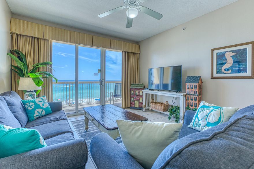 PERFECT FLOOR ELEVATION COMBINED WITH PRIVATE UNDER THE BUILDING PARKING SPACE!!! Here is your chance to own, not only an established rental producer at the most popular condo in all of PCB, but to have the perfect floor height combined with the exclusive private under the building parking space. Current owners covet these spaces, so it is reasonable to believe this condo will sell quickly. This nicely decorated unit is in great condition and will convey fully furnished and rental ready. Unit features 9 foot ceilings, hard surface flooring in the living area, recessed lighting, and granite counters in the bathrooms and kitchen. This unit also comes with a bunk room, walk-in laundry room and wet bar. Configured to sleep 8, this condo has consistently produced around 40k in rental