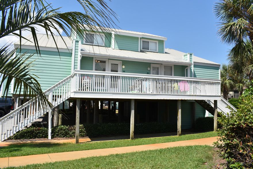 * * 2 MIN. WALK TO BEACH & GULF VIEW FROM 10 x 13 DECK ! ! ! ! Stairs lead up to deck view to S.E. of Gulf * * 2 tandem spaces + storage room in carport * * Only been 2nd home for about 10 yrs. ** remodeled kitchen * updated bathrooms & tile floors * BUNK ROOM off living room * Upstairs loft bedroom has been extended and enclosed & added bath + washer/dryer.* AS IS * Unit Backs up to 5C if wanted to join both units together, same family owns ***LOW $293Mo. Maint.Fee includes INSURANCE OUTSIDE, garbage,water, sewer. You pay interior contents, cable, internet, power * EASY SHOW, VACANT, CALL LISTING AGENT & HOA MGMT. WILLA MERRIOTT REALTY FOR CODE TO KEYBOX * * October Owner meeting to discuss new