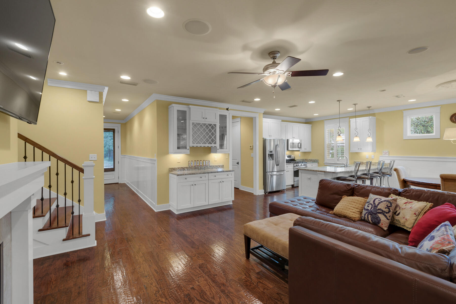 Accepting showing and back up offers June 1-June 8 for this most sought after family-friendly community of Carson Oaks. This exclusive community advantage is their private Water Park featuring boat dock and launch, multiple fishing piers, paddleboards+canoe shelving - along with the boat yard storage offering deep water access to Mack Bayou and Choctawatchee Bay. .FIRST FLOOR Master bedroom open and bright with 10-foot ceilings, 8 foot doors, graced by beautiful walnut hardwood flooring on ENTIRE first floor (exception: bathroom). Classy highest quality plantation WOOD shutters inside throughout the kitchen +large living area. Extra square footage makes this a 2 1/2 garage with added feet and enclosed storage closet next to convenient side door access that opens to empty lot /side yard