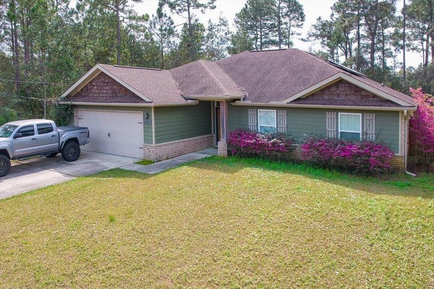 PRICE IMPROVEMENT.  This is a perfect military home centrally located between Hurlburt Filed and Eglin Air Force Bases.  This stunning ranch style home features Hardie board siding, and brick siding. Open concept floor plan with center island kitchen and huge pantry.  Kitchen includes self cleaning oven, smooth top range, build-in microwave, garbage disposal, stainless steel appliances, premium raised panel cabinetry with gorgeous granite countertops.  Very spacious master bedroom, with vaulted ceilings, sitting area and door that leads out to the enclosed screen porch.  Master bath features an oversized walk-in tile shower, cultured marble countertops in baths.  Large lot with sprinkler system, and privacy fence.  This home comes with complete solar system that is paid in full.