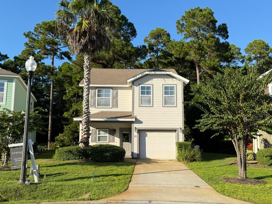 Pick your own Roof & Granite Countertops with acceptable offer! Home Warranty! Clean & Bright, Fresh Paint, Tucked away on a quiet cul-de-sac, this great floorplan offers the perfect blend of comfort, privacy, and convenience. Cute 3 bedroom 2.5 bathroom craftsman cottage located in Santa Rosa Beach Florida. This home has a large kitchen with plenty of cabinets, electric appliances and refrigerator. There is a large living room and dining area overlooking the private backyard patio and secluded woodland area. There is a 1 car garage and extra storage under the stairs. The downstairs has an oversized laundry room and half bathroom. Upstairs you will find a master bedroom with French doors leading into the master bathroom. Here you will find double sinks, a walk-in shower and a separate t