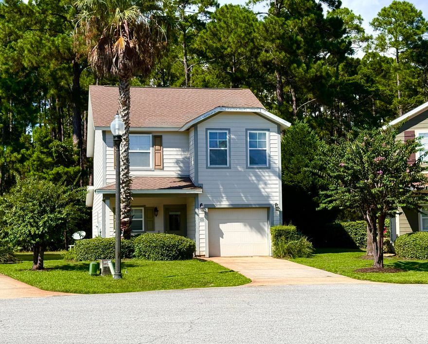 Pick your own Roof & Granite Countertops with acceptable offer! Home Warranty! Clean & Bright, Fresh Paint, Tucked away on a quiet cul-de-sac, this great floorplan offers the perfect blend of comfort, privacy, and convenience. Cute 3 bedroom 2.5 bathroom craftsman cottage located in Santa Rosa Beach Florida. This home has a large kitchen with plenty of cabinets, electric appliances and refrigerator. There is a large living room and dining area overlooking the private backyard patio and secluded woodland area. There is a 1 car garage and extra storage under the stairs. The downstairs has an oversized laundry room and half bathroom. Upstairs you will find a master bedroom with French doors leading into the master bathroom. Here you will find double sinks, a walk-in shower and a separate t
